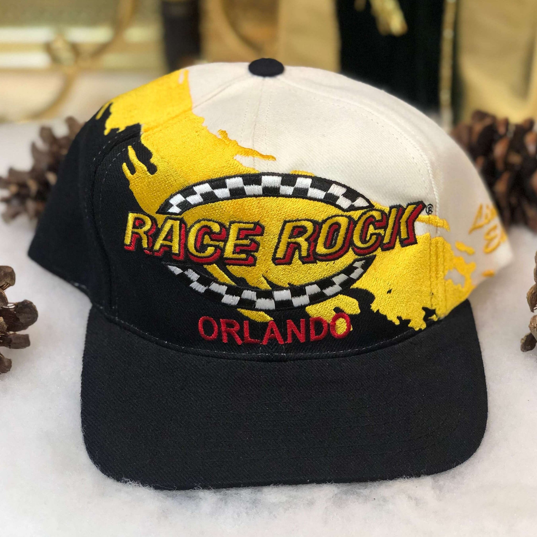 Vintage NASCAR Race Rock Orlando Track Gear Splash Wool Snapback Hat