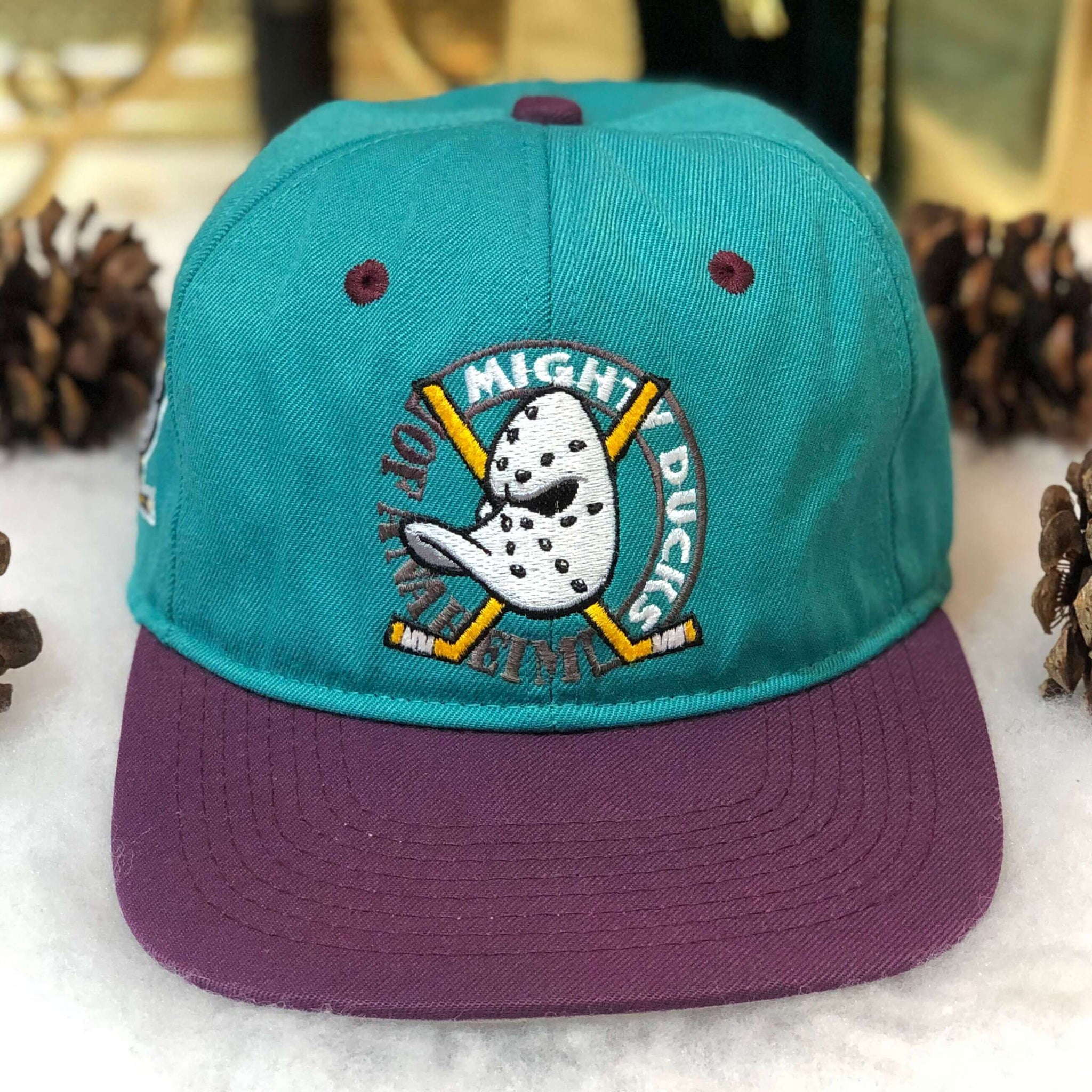 Vintage NHL Anaheim Mighty Ducks #1 Apparel Wool Fitted Hat 7 1/8