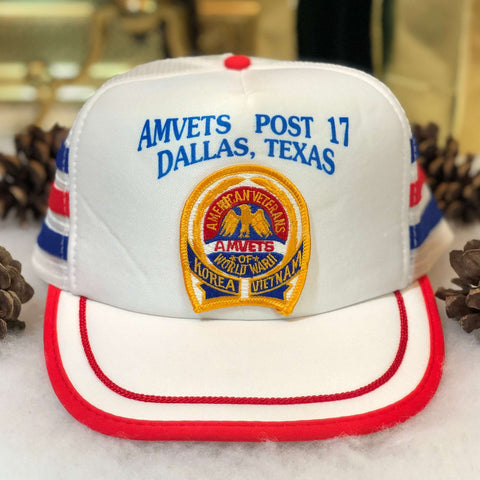 Vintage AmVets Post 11 Dallas Texas 3-Stripe Trucker Hat