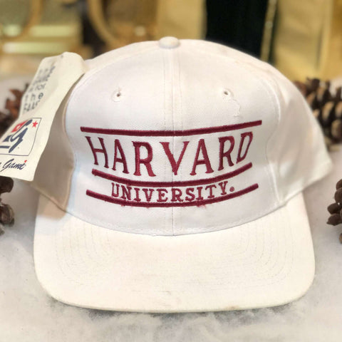 Vintage Deadstock NWT NCAA Harvard University The Game Split Bar Twill Snapback Hat