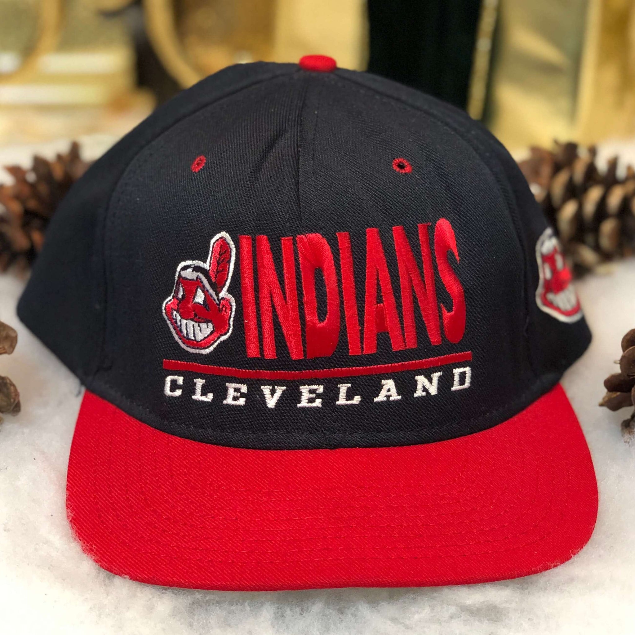 Vintage MLB Cleveland Indians Drew Pearson Wool Snapback Hat