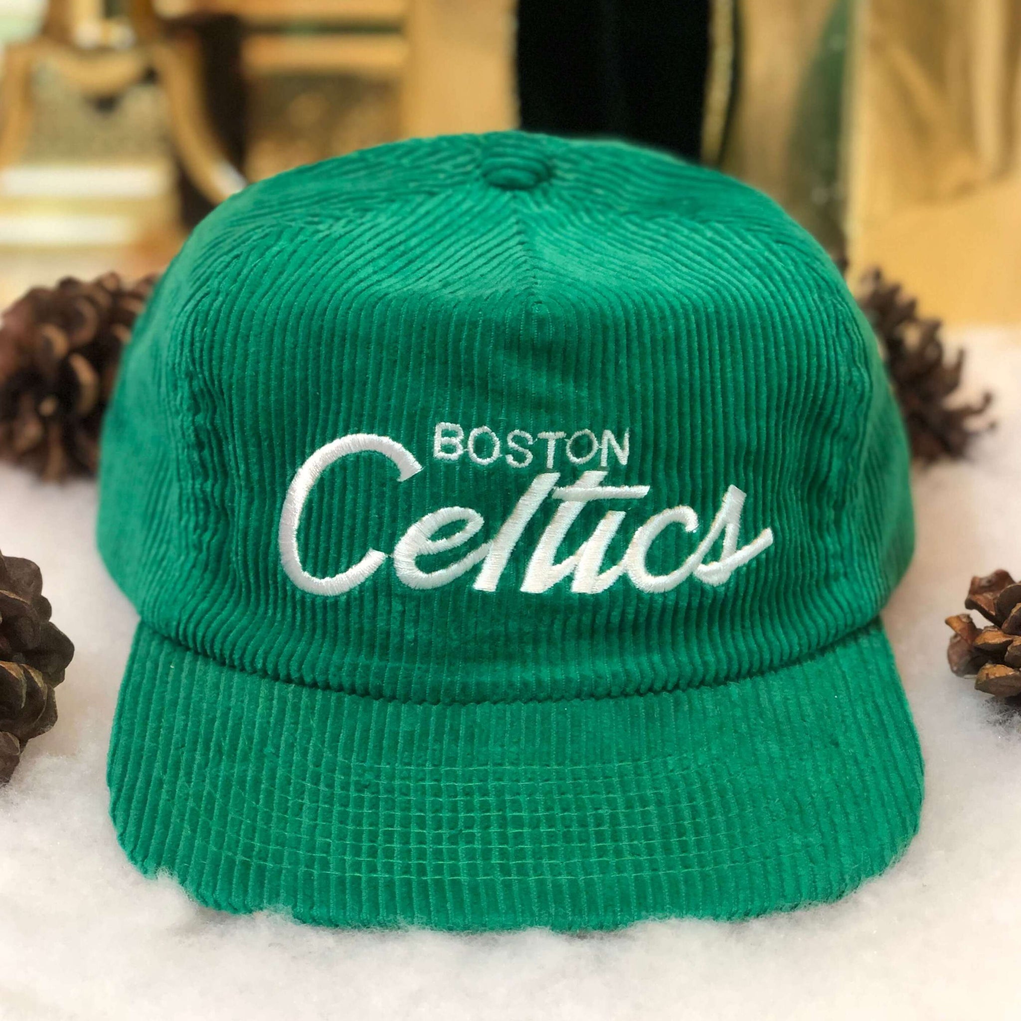 Vintage NBA Boston Celtics Sports Specialties Script Corduroy Strapback Hat