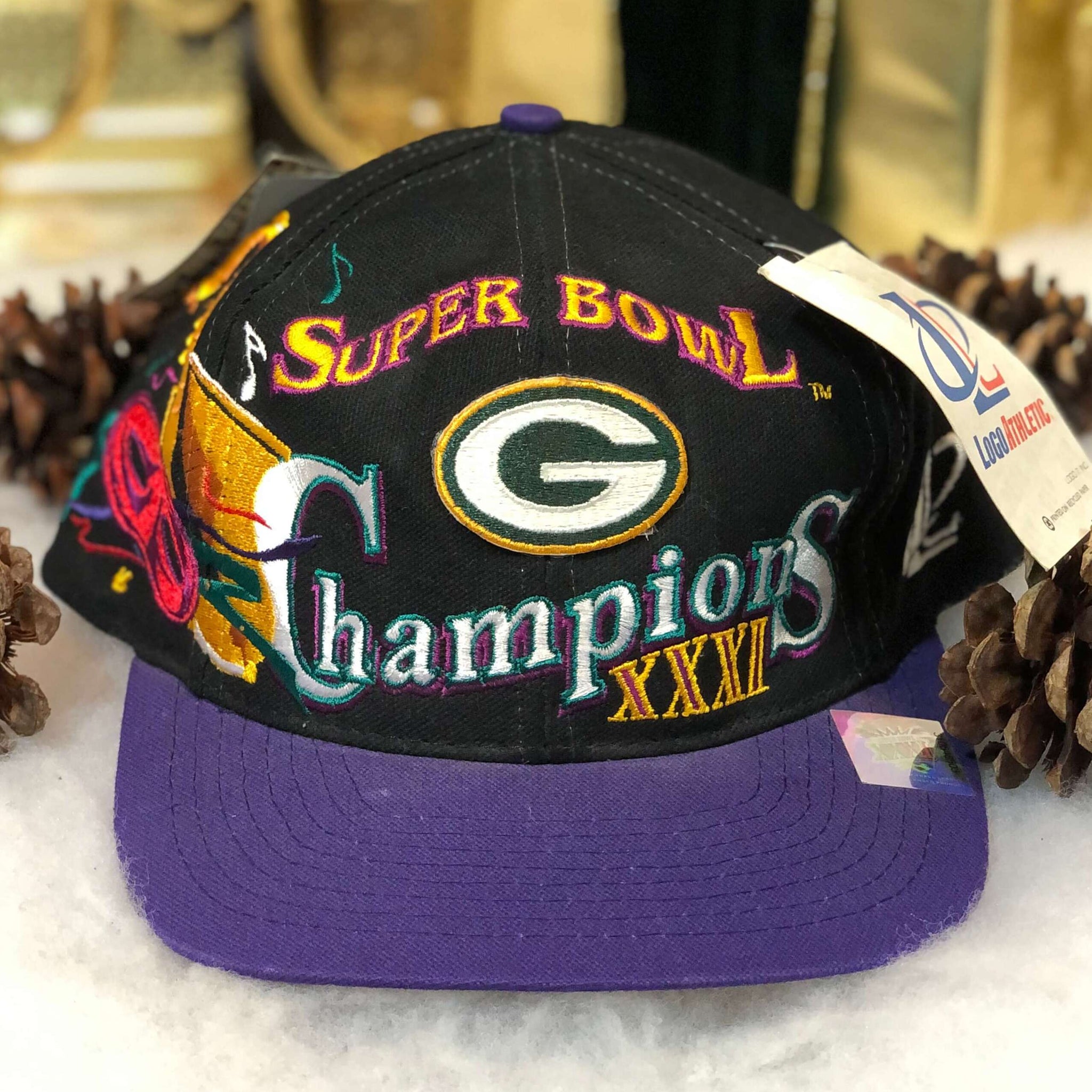 Vintage Deadstock NWT NFL Green Bay Packers Super Bowl XXXI Champions Logo Athletic Snapback Hat