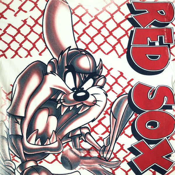 Vintage 1997 MLB Boston Red Sox Taz Looney Tunes All Over Print T-Shirt (L)