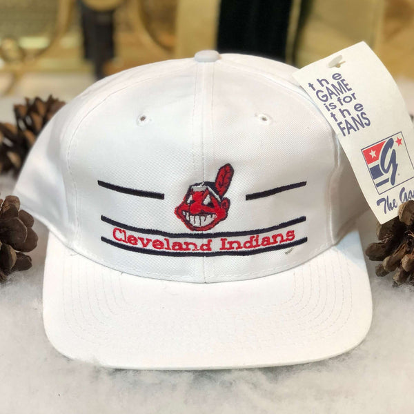 Vintage Deadstock NWT MLB Cleveland Indians The Game Split Bar Twill Snapback Hat