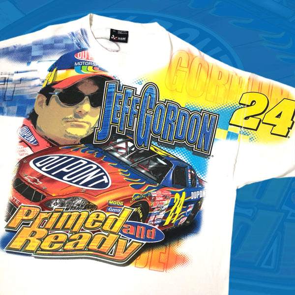Vintage 2001 NASCAR Jeff Gordon "Primed and Ready" All Over Print T-Shirt