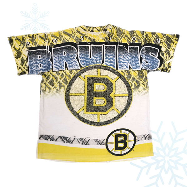 Vintage NHL Boston Bruins Magic Johnson T's All Over Print T-Shirt (L)