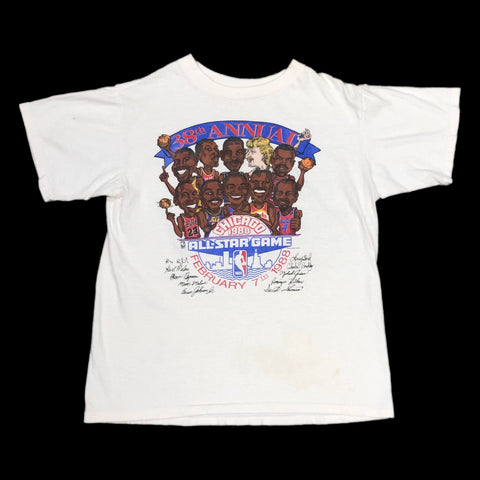 Vintage 1988 NBA All-Star Game Salem Sportswear Caricature T-Shirt (M)