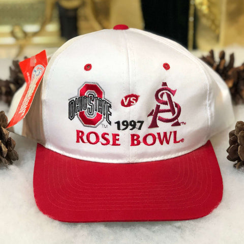 Vintage Deadstock NWT 1997 NCAA Rose Bowl Ohio State Buckeyes Arizona State Sun Devils Twill Snapback Hat