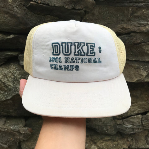 Vintage NCAA Duke Blue Devils 1991 National Basketball Champions Trucker Hat Snapback