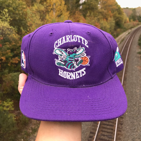 Vintage Sports Specialties NBA Charlotte Hornets Plain Logo Purple Snapback Hat