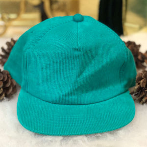 Vintage Yupoong Blank Teal Green Corduroy Snapback Hat