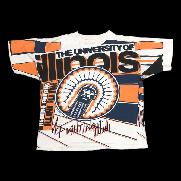 Vintage NCAA Illinois Fighting Illini Magic Johnson T's All Over Print T-Shirt (XL)
