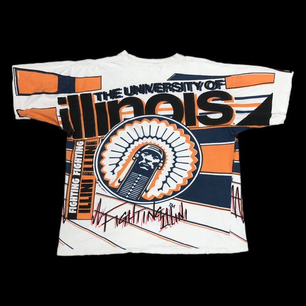 Vintage NCAA Illinois Fighting Illini Magic Johnson T's All Over Print T-Shirt (XL)