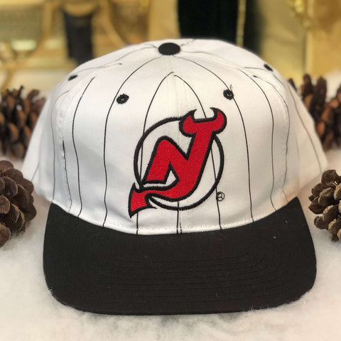 Vintage NHL New Jersey Devils SportsChannel Pinstripe Twill Snapback Hat