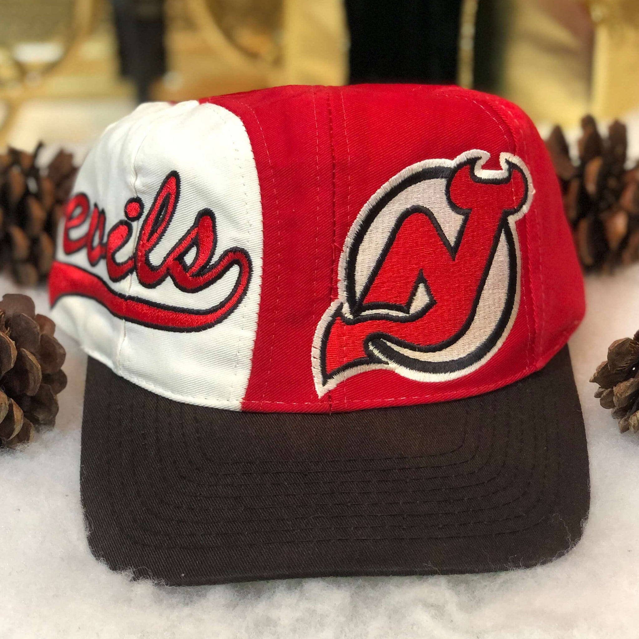 Vintage NHL New Jersey Devils Logo Athletic Sidesweep Twill Snapback Hat