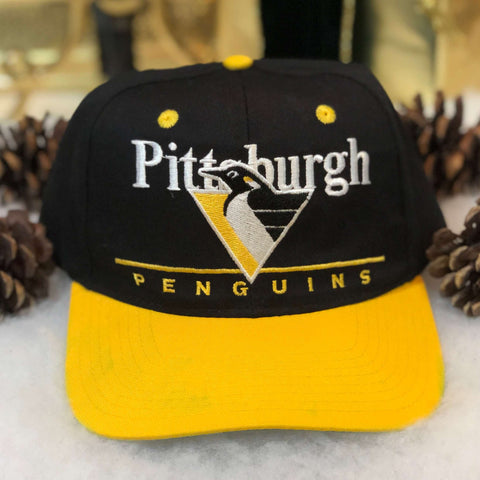 Vintage NHL Pittsburgh Penguins Twins Enterprise Bar Line Twill Snapback Hat