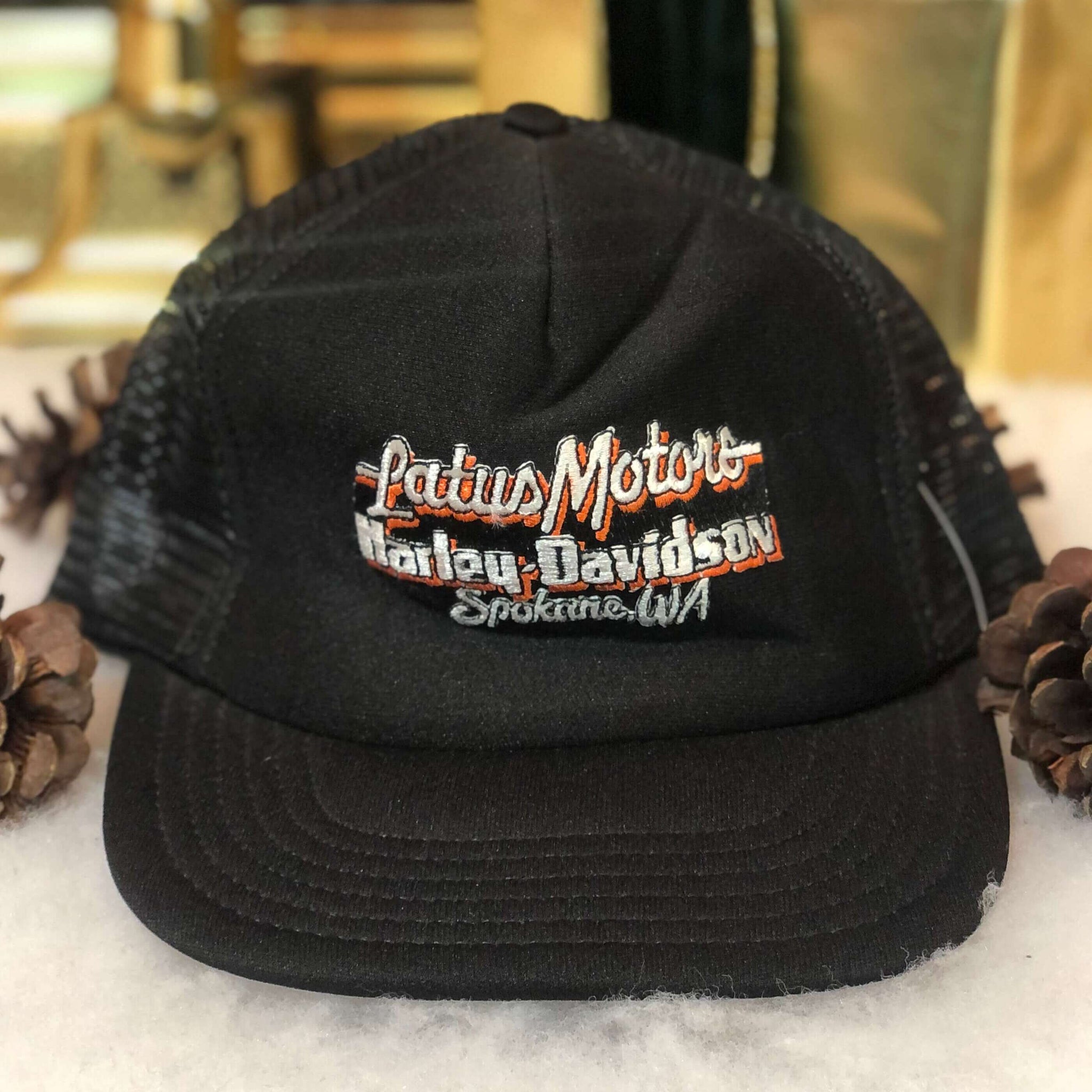 Vintage Deadstock NWOT Latus Motors Harley-Davidson Spokane Washington Trucker Hat