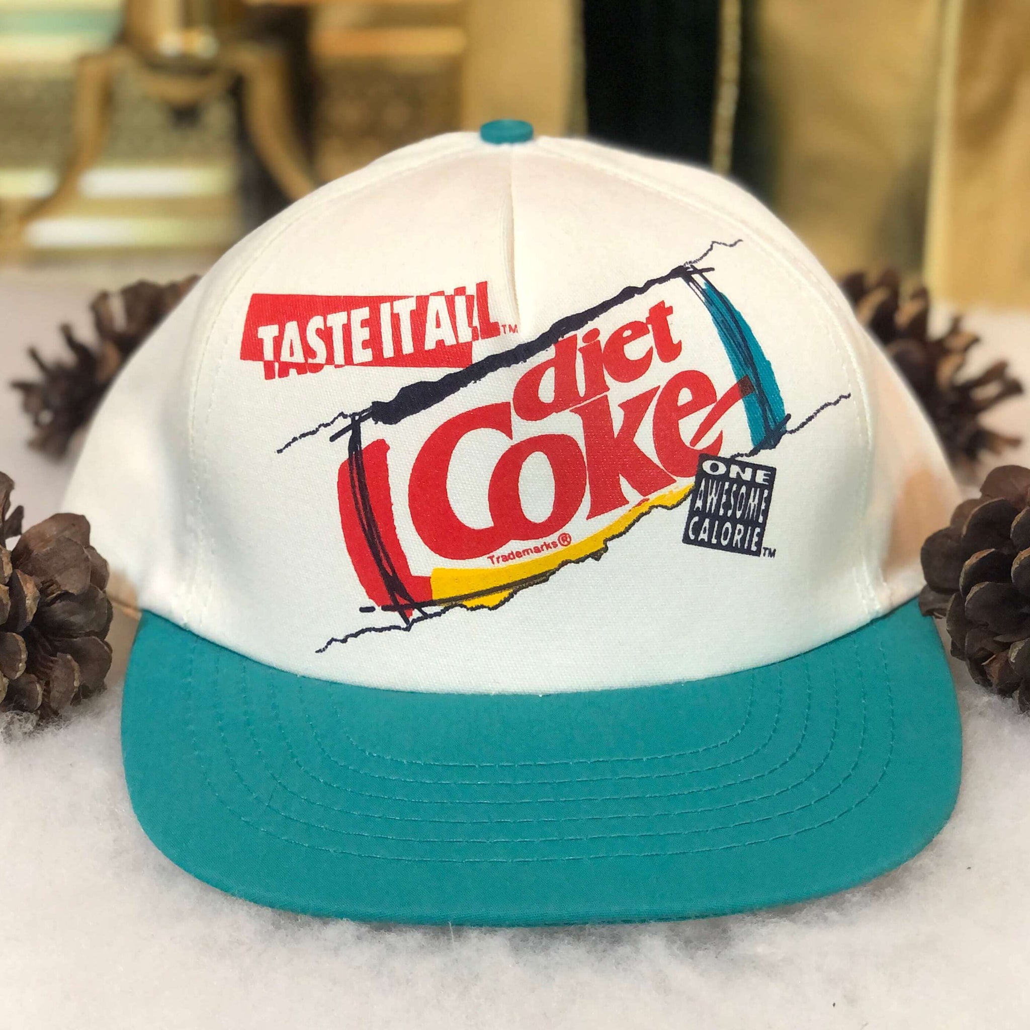 Vintage Deadstock NWOT Diet Coke "Taste It All" Twill  Snapback Hat