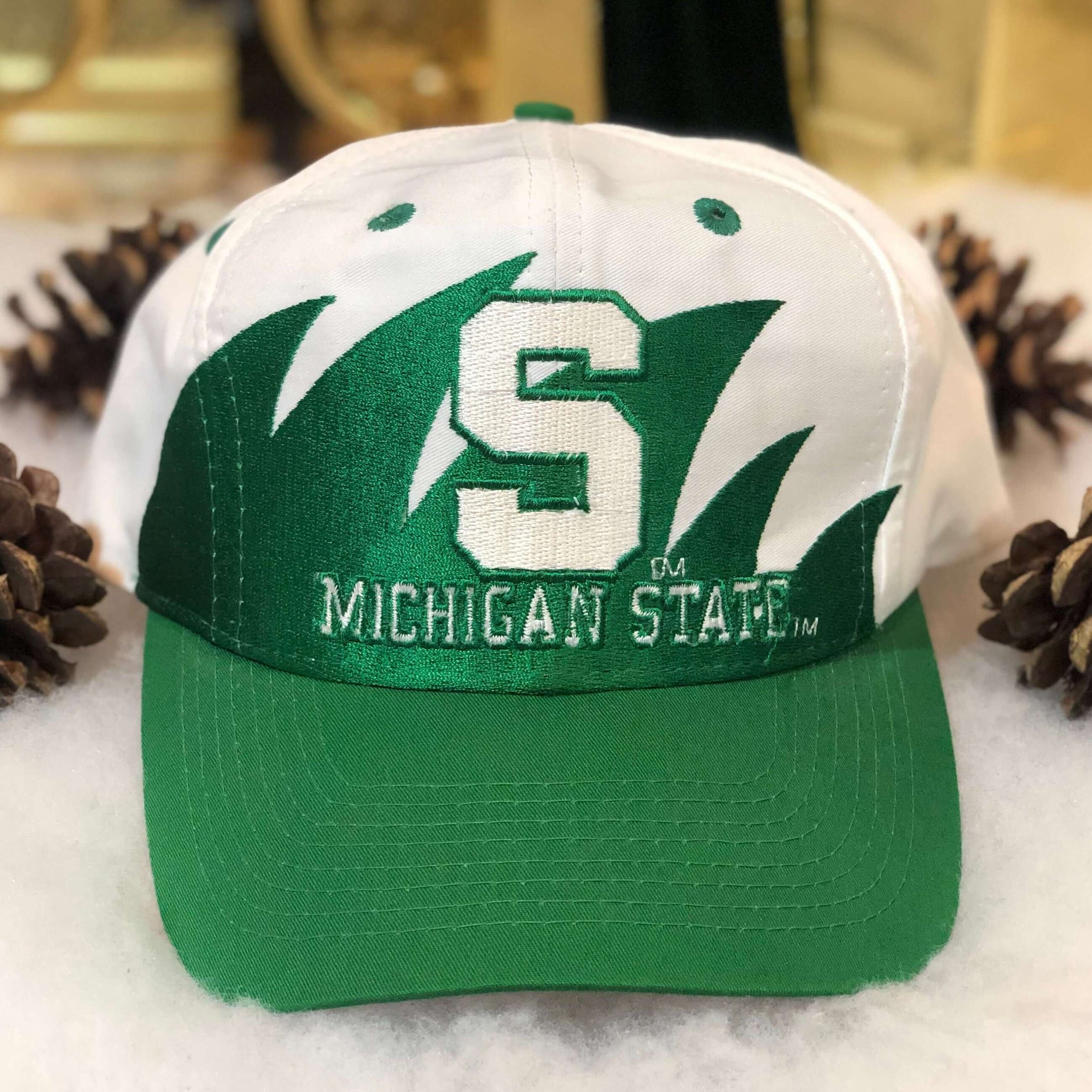 Vintage NCAA Michigan State Spartans Logo 7 Sharktooth Twill Snapback Hat