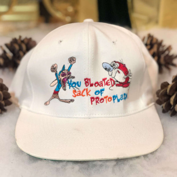 Vintage Deadstock NWOT Nickelodeon The Ren & Stimpy Show "You Bloated Sack of Protoplasm!" KC Twill Snapback Hat