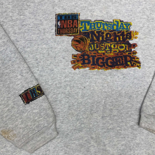 Vintage 1994 NBA On TBS Thursday Nights Just Got Bigger Crewneck Sweatshirt (XL)