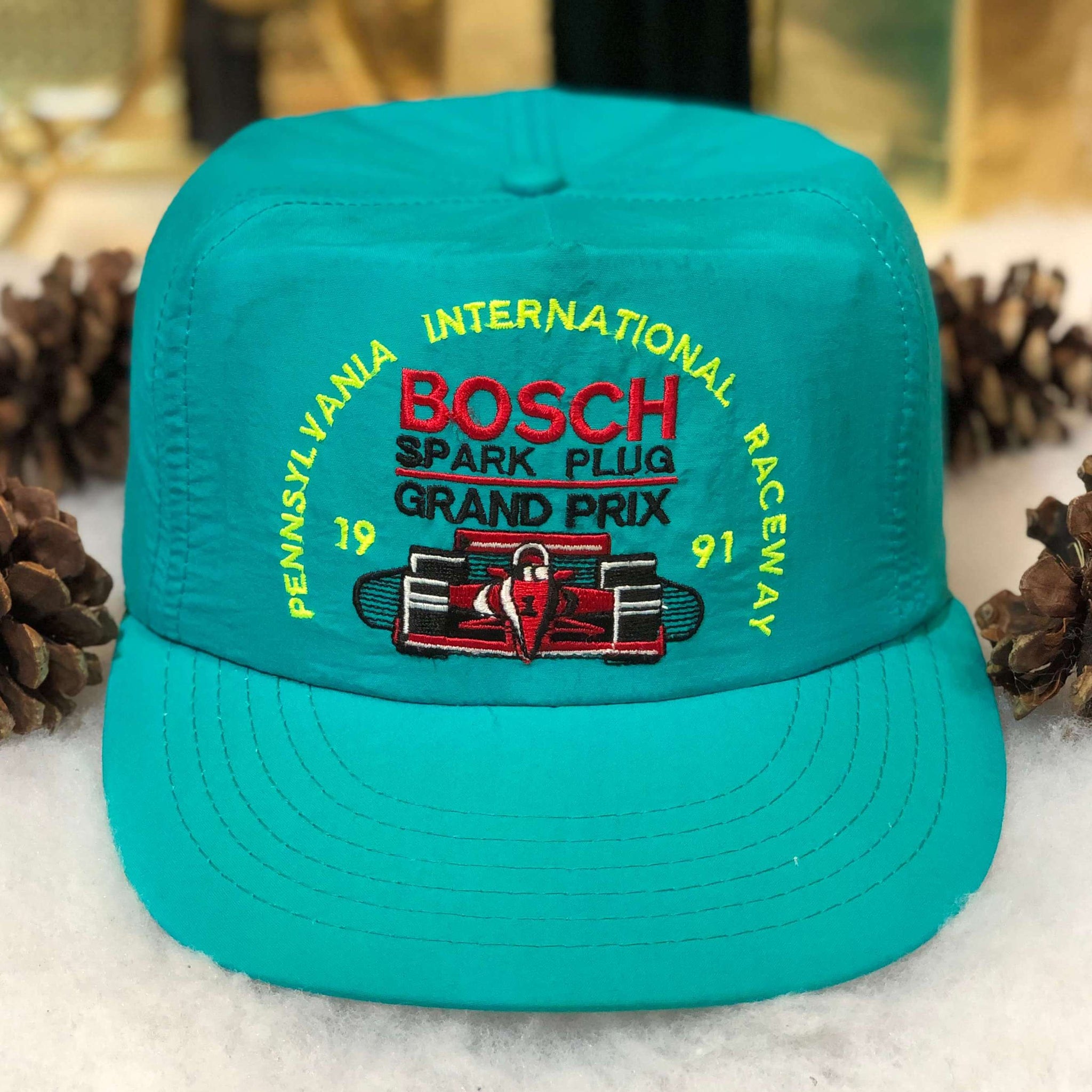 Vintage 1991 Pensylvania International Raceway Bosch Spark Plug Grand Prix Nylon Snapback Hat
