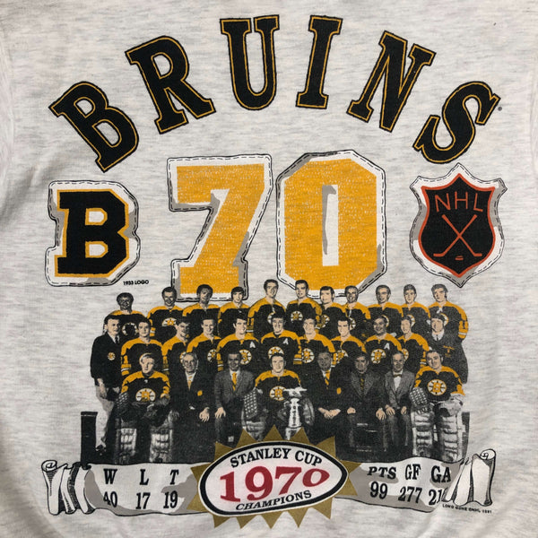 Vintage 1991 NHL Boston Bruins Long Gone All Over Print Crewneck Sweatshirt (L)