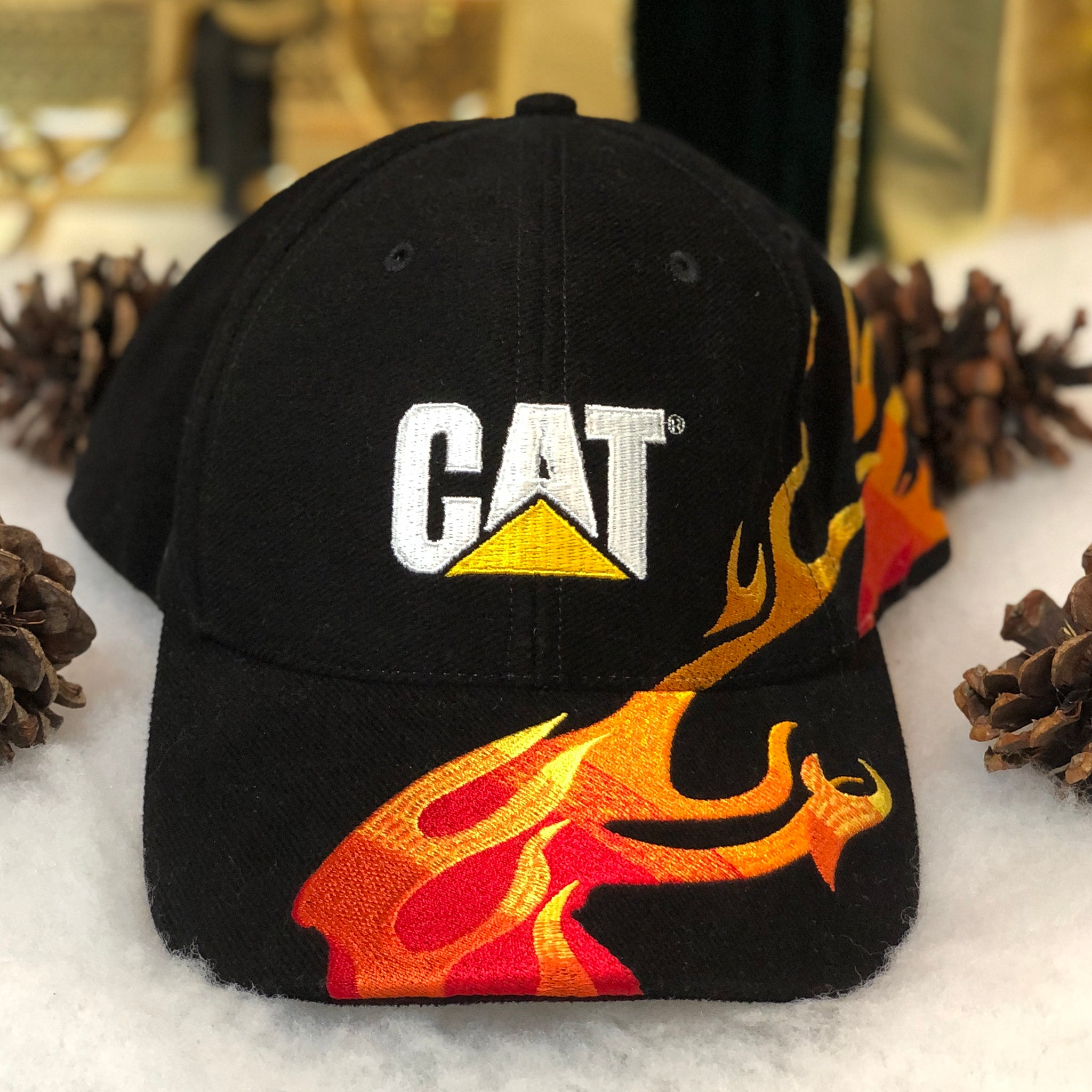 Vintage CAT Flames Strapback Hat