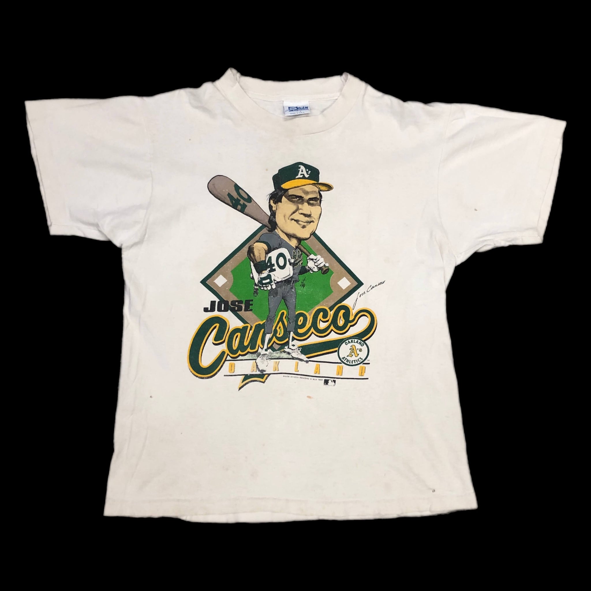 Vintage 1988 MLB Oakland Athletics Jose Canseco 40 Home Runs 40 Stolen Bases Salem Sportswear T-Shirt (L)