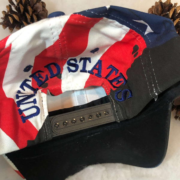 Vintage USA United States Flag All Over Print Twill Snapback Hat