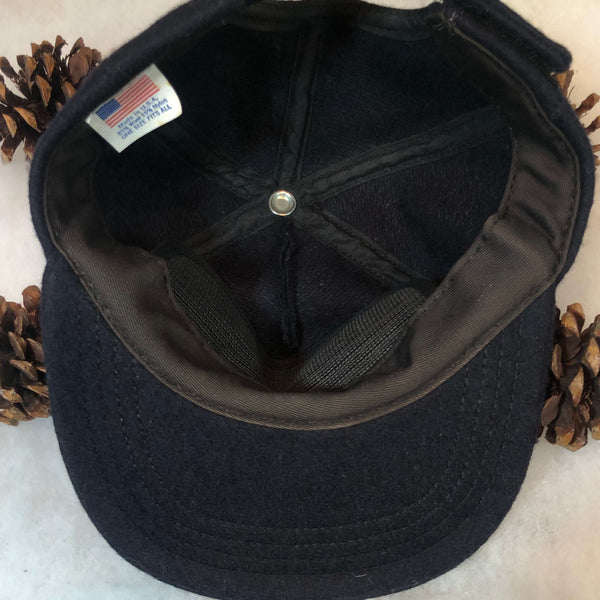 Vintage Black Blank Melton Wool Strapback Hat