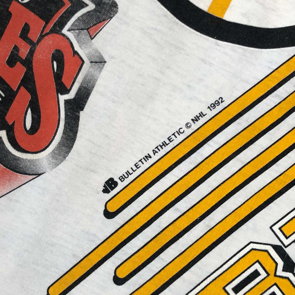 Vintage 1992 NHL Boston Bruins Bulletin Athletic All Over Print T-Shirt (XL)