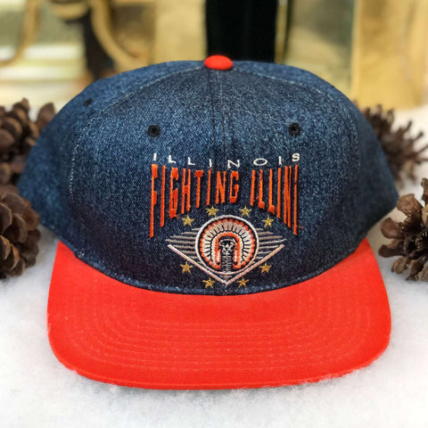 Vintage NCAA Illinois Fighting Illini Starter Denim Snapback Hat