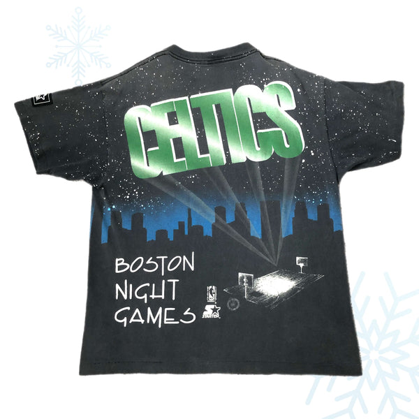 Vintage NBA Boston Celtics Starter Night Games All Over Print T-Shirt (L)