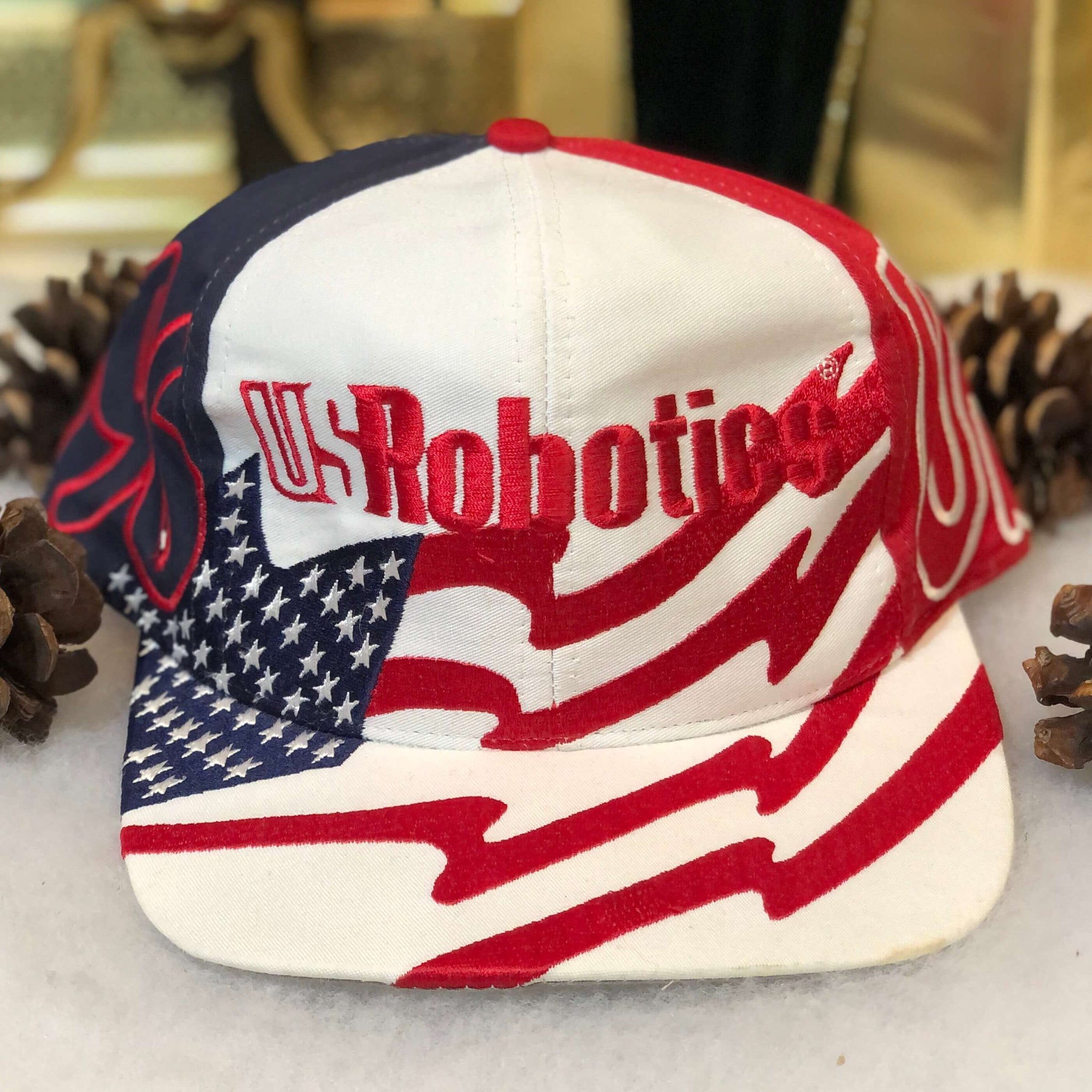 Vintage 1996 USA Robotics Olympics Logo 7 Twill Snapback Hat