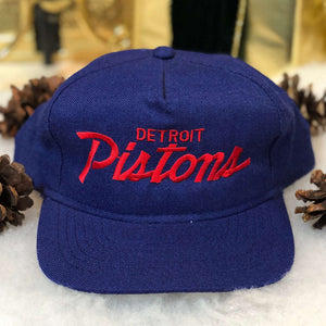 Vintage Deadstock NWOT NBA Detroit Pistons Script Wool YoungAn Bootleg Snapback Hat