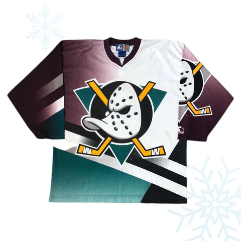 Vintage NHL Anaheim Mighty Ducks Starter All Over Print Sublimation Jersey (L)