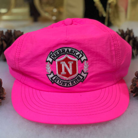 Vintage NCAA Nebraska Cornhuskers Nylon Neon Pink Snapback Hat