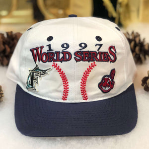 Vintage 1997 MLB World Series Florida Marlins Atlanta Braves Logo 7 Twill Snapback Hat