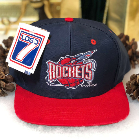 Vintage Deadstock NWT NBA Houston Rockets Logo 7 Twill Snapback Hat