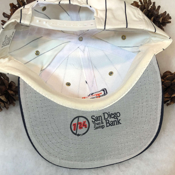 Vintage Deadstock NWOT MLB San Diego Padres San Diego Bank Pinstripe Twill Promo Snapback Hat