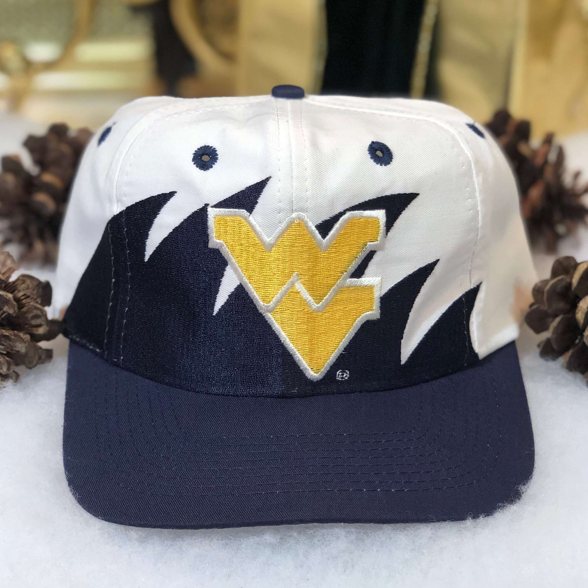 Vintage NCAA West Virginia Mountaineers Logo 7 Twill Sharktooth Snapback Hat
