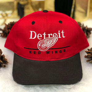 Vintage Deadstock NWOT NHL Detroit Red Wings Twins Enterprise Bar Line Twill Snapback Hat