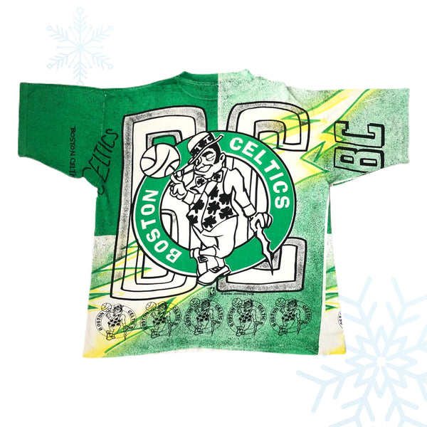 Vintage NBA Boston Celtics Magic Johnson T's All Over Print T-Shirt (XL)