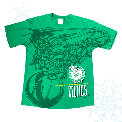 Vintage NBA Boston Celtics Chalk Line All Over Print T-Shirt (L)