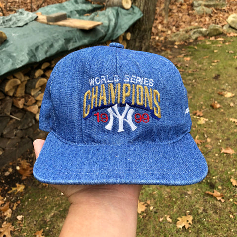 Vintage 1999 MLB World Series Champions New York Yankees Denim Strapback Hat