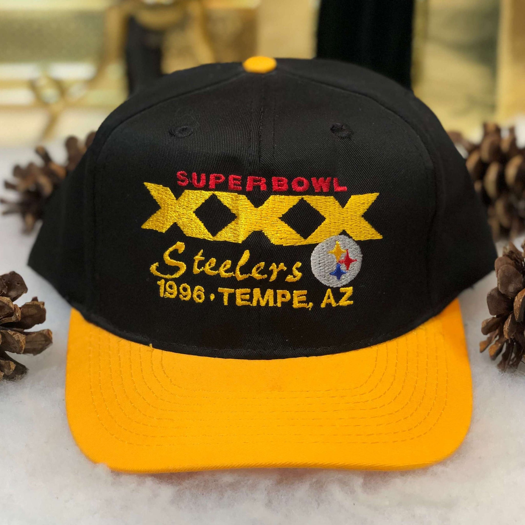 Vintage 1996 NFL Pittsburgh Steelers Super Bowl XXX Otto Cap Twill Snapback Hat