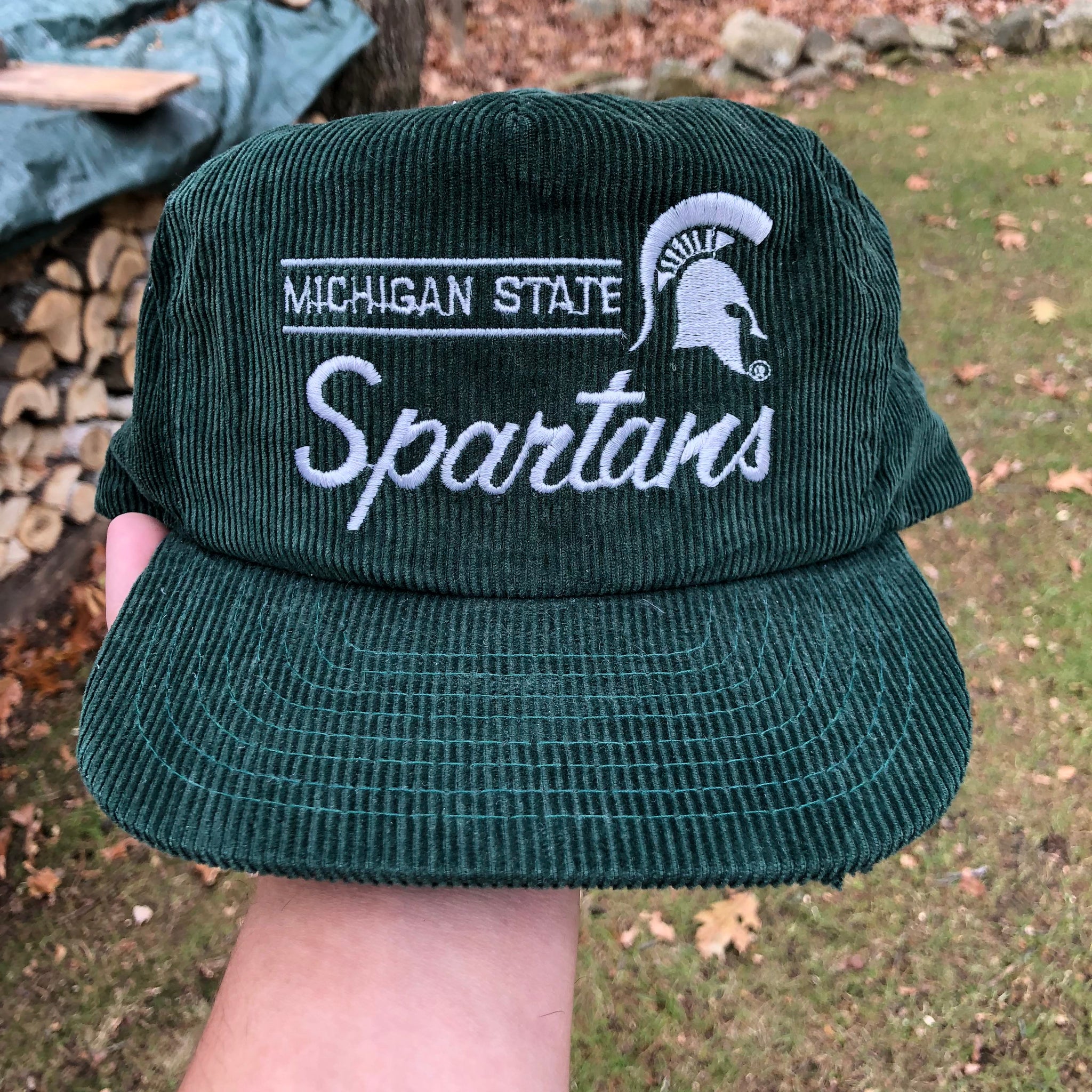 Vintage NCAA Michigan State Spartans Corduroy Snapback Hat