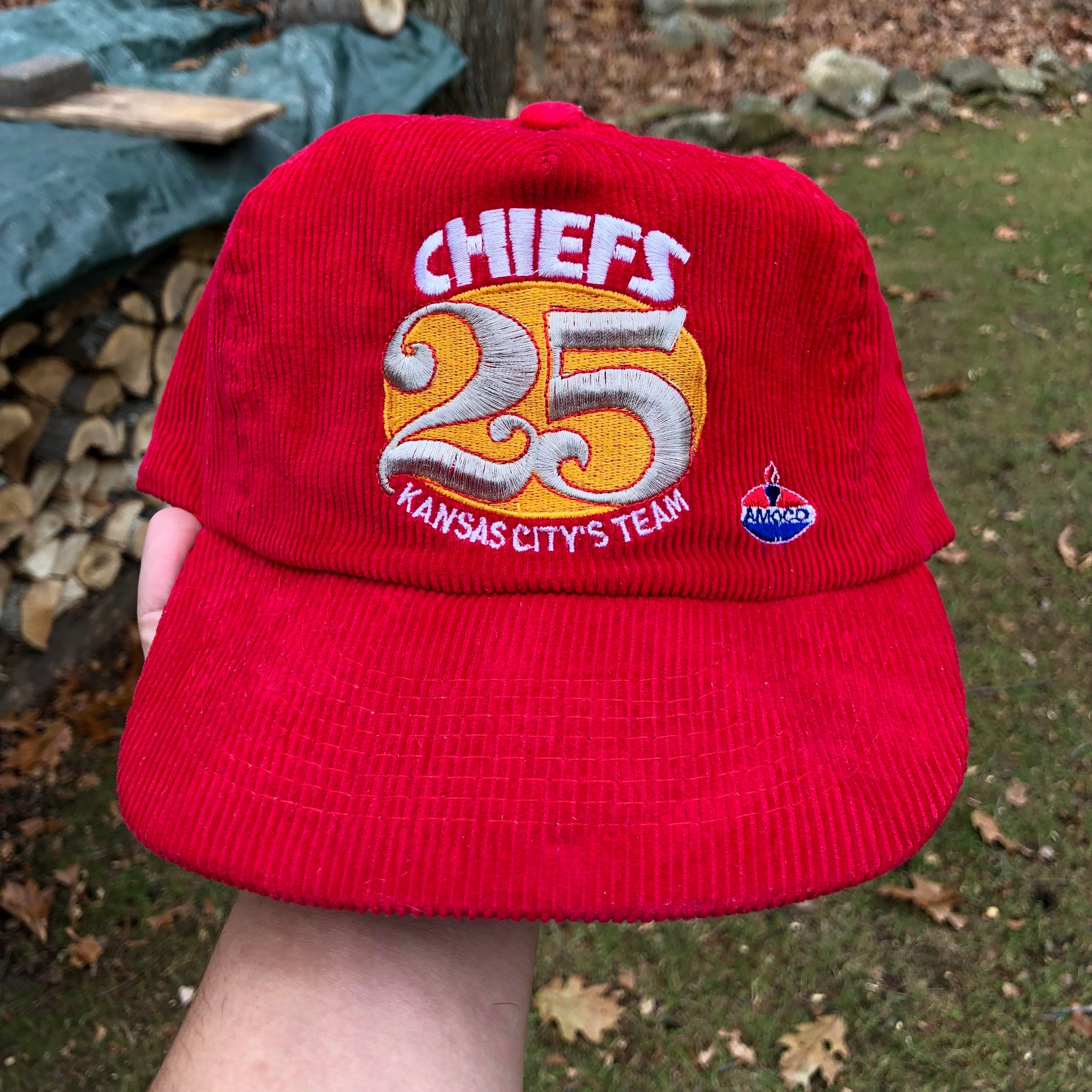 Vintage NFL Kansas City Chiefs 25th Anniversary Corduroy Snapback Hat